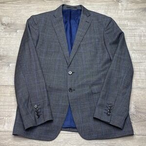 INPORE Blazer Mens 42R Gray Blue Check Lanificio del Casentino Flannel Sport Coa